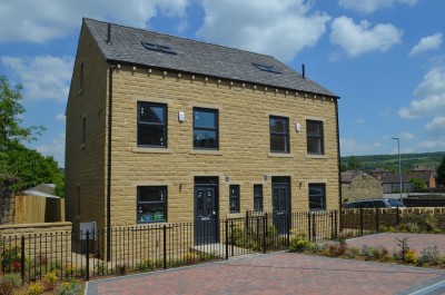 Completed timber frame homes at Bradshaw Gardens, Honley