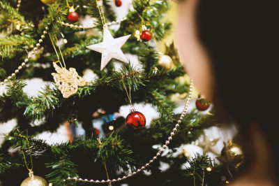 Christmas tree with beaded garland